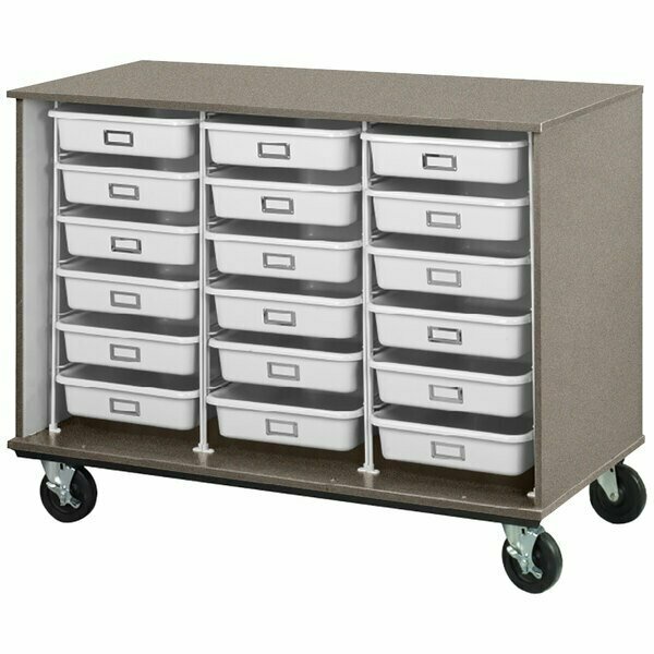 I.D. Systems 36'' Tall Grey Nebula Mobile Open Storage Cabinet with 18 3 1/2'' Trays 80274Z36059 538274Z36059